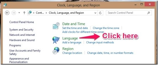 language option in windows 8