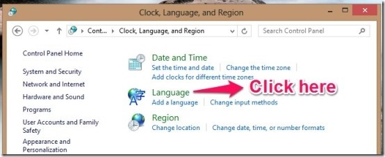language option in windows 8