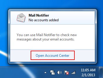 mail notifier open account center