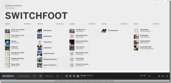 searching for songs in myspace
