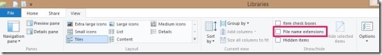 show and hide enstension in windows 8