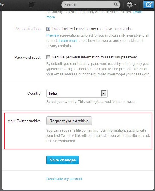 twitter request your archive