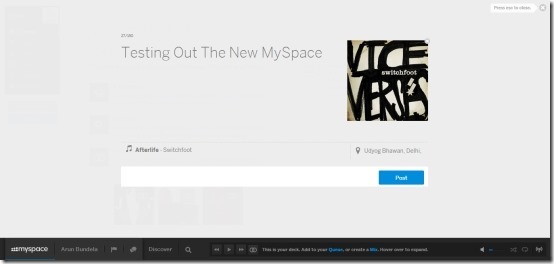 update status in new myspace