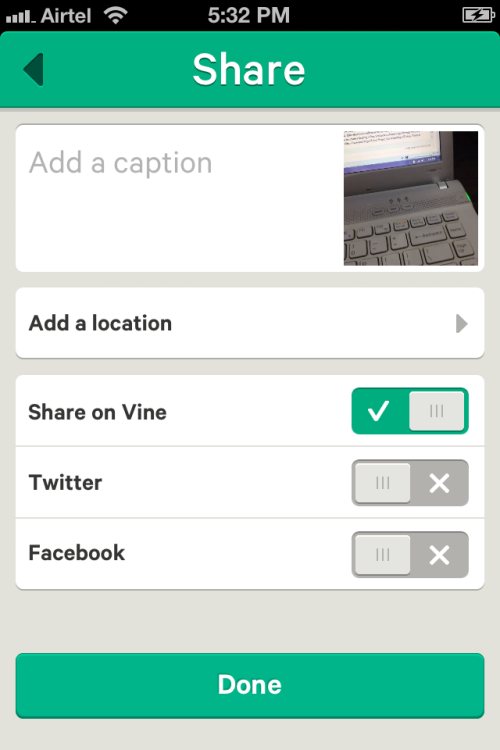 vine upload page