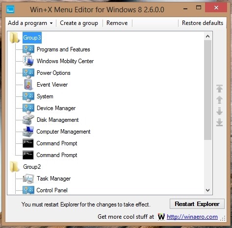win-x menu editor for Windows 8