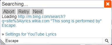 youtube lyrics extension searching