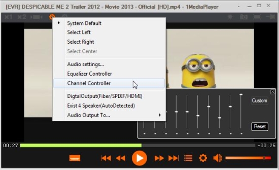 1mediaplayer audio settings