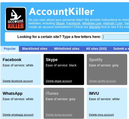 AccountKiller default window
