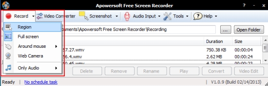 Apowersoft Screen Recorder recording options