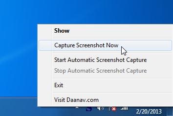 Automatic Screenshot Capture Software system try menu