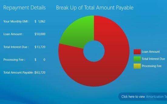 Bank Loan Calculator  windows 8 payment details