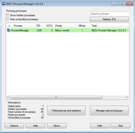 Bill Procees Manager default window