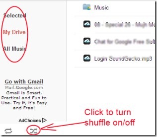 DriveTunes 04 play music from Google Drive