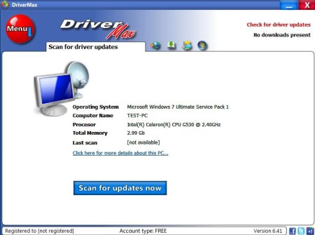DriverMax free driver installer default window