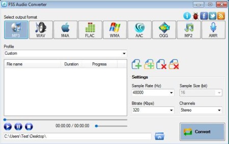 FSS Audio Converter free audio conversion software default window