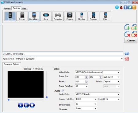 free batch video conversion software settings open