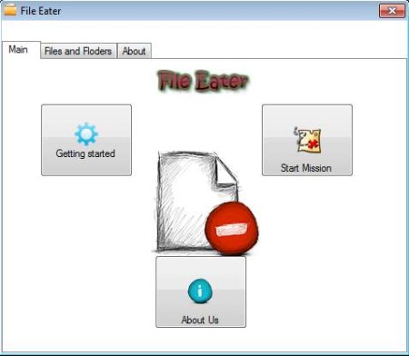 File Eater Permanently Delete Files default window