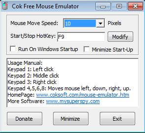 Free Mouse Emulator default window