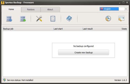 Iperius Backup Freeware default window