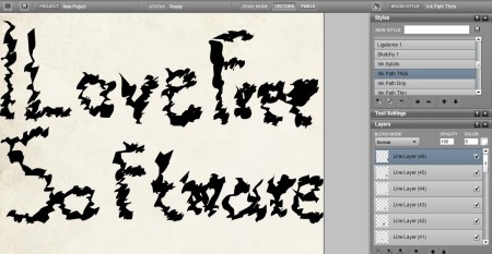 LiveBrush wrote text ink blot