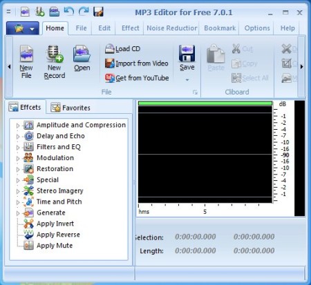 MP3 Editor Free default window