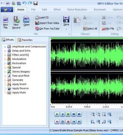 MP3 Editor audio track open