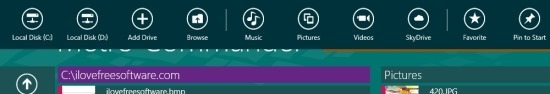 Metro Commander for windows 8 option panel