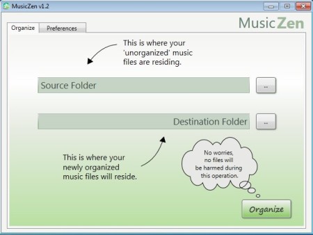 MusicZen default window