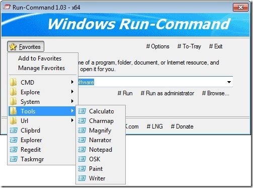 Run-Command Favorite Commands