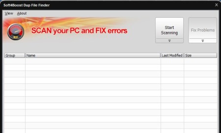 Soft4Boost Dup File Finder default window
