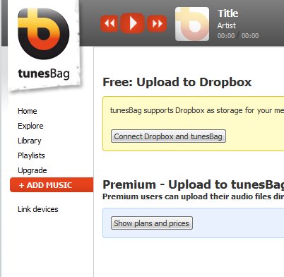 TunesBag adding dropbox stream