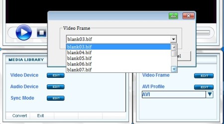 Video Frame To AVI frames starting record