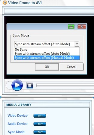 Video Frame To AVI sync selection