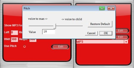 Voice Changer setting voice morphing