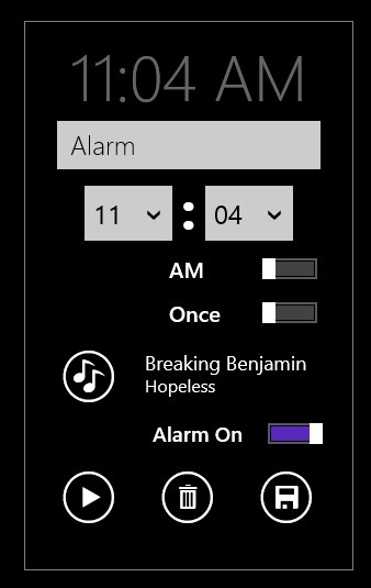 alarm set in windows 8
