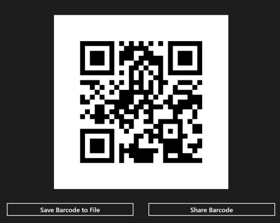 barcode generated in windows 8