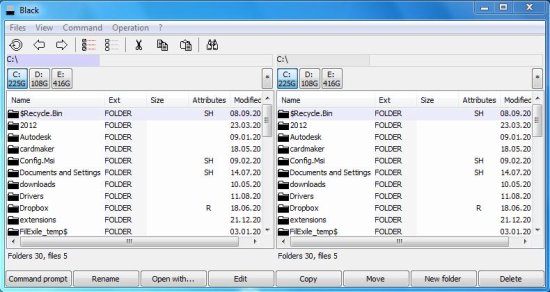 black free file manager interface