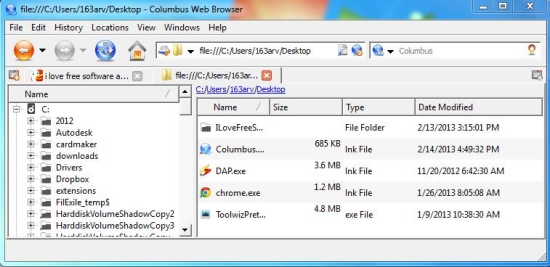 columbus browser file management