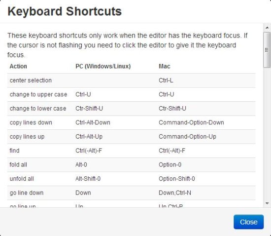 drive notepad keyboard shortcuts