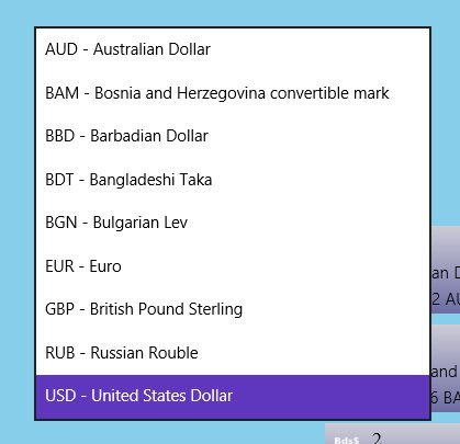 drop down list Monetizer for windows 8