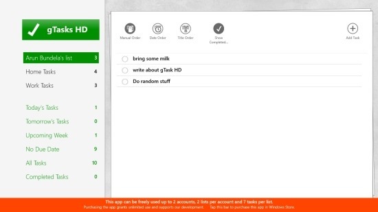 gTasks HD Google Tasks App For Windows 8