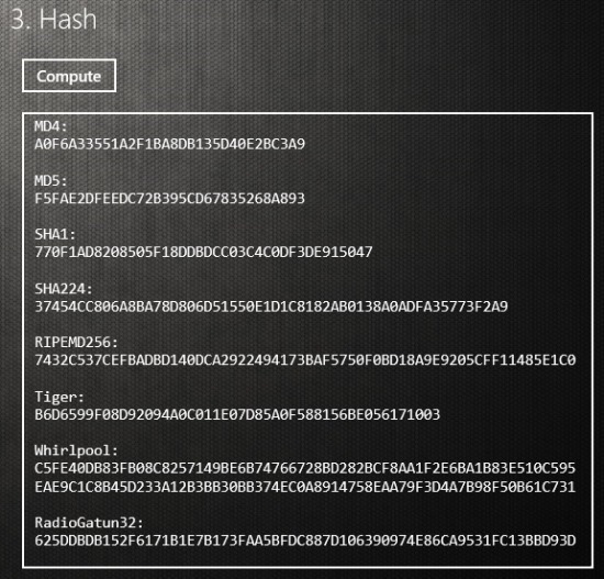 generate hash code in windows 8