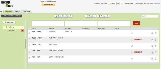 heap note schedule