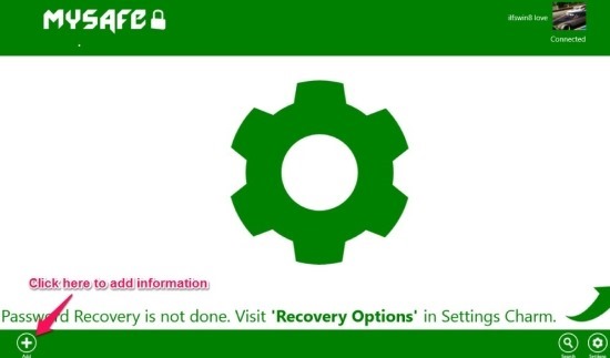 how to add information to mysafe windows 8
