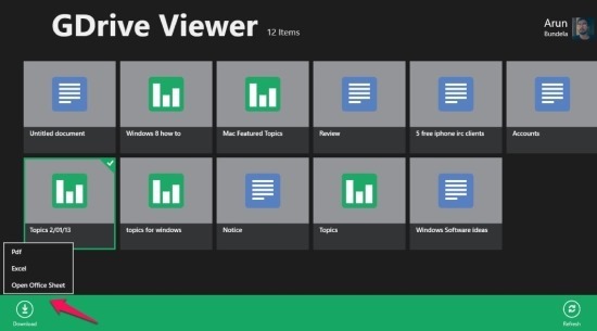 how to download file form google drive in windows 8 using GDrive viwer