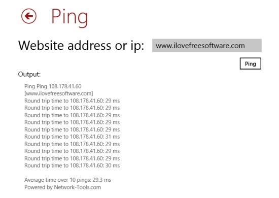 how to ping in Windows 8
