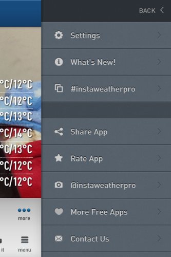 instaweather pro menu