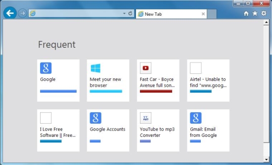 internet explorer 10 frequently visited sites