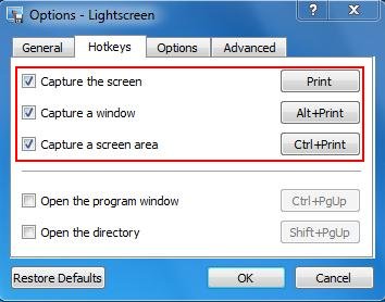 lightscreen hotkeys