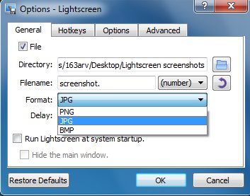 lightscreen options